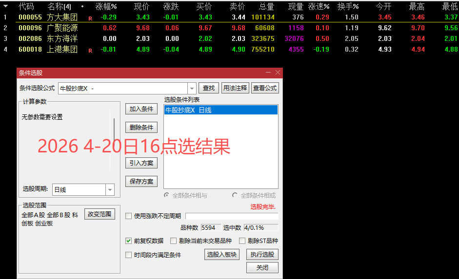 通达信《牛股抄底》选股公式源码